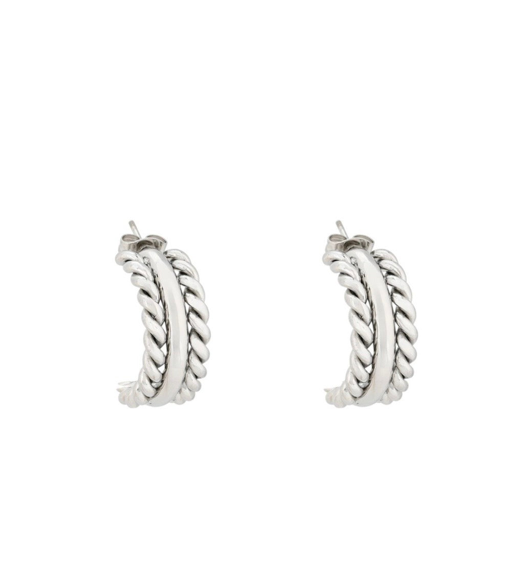 Silver Edge Hoops