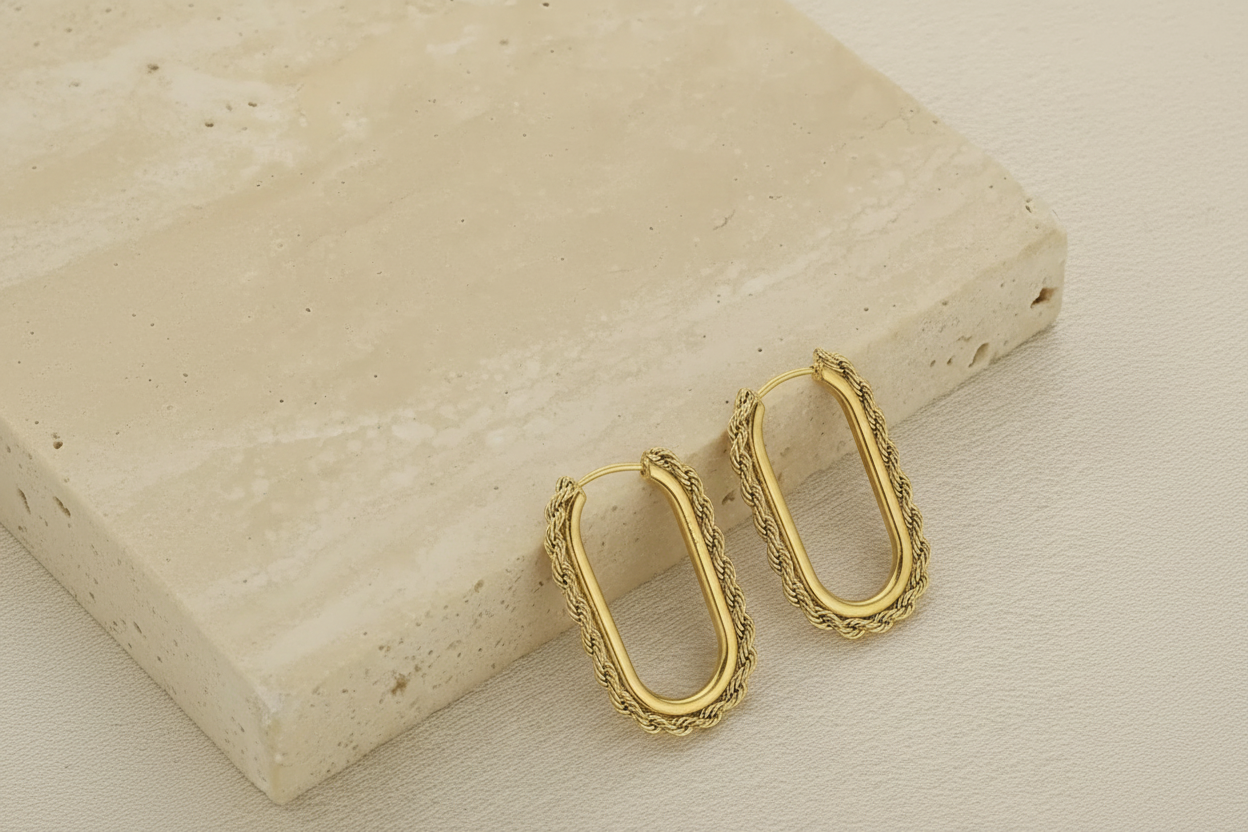 Argolas Golden Rope Oval