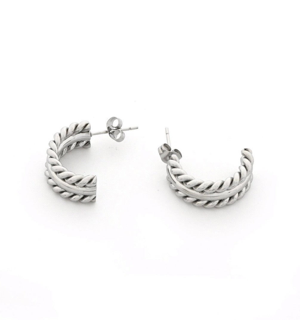 Silver Edge Hoops